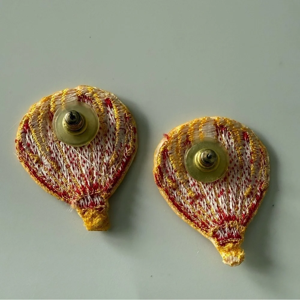 Vintage Hot Air Balloon Appliqué Earrings